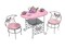 Badger Basket Tea Time Metal Doll Table and Chair Set with Accessories - Silver/Pink/Multi